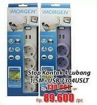 Promo Harga MORGEN Stop Kontak + USB 4 Lubang  - Hari Hari