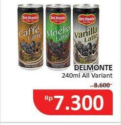 Promo Harga DEL MONTE Latte Caffe Latte, Mocha Latte, Vanilla Latte 240 ml - Alfamidi