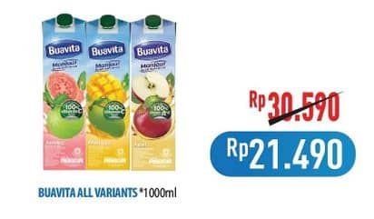 Promo Harga Buavita Fresh Juice All Variants 1000 ml - Hypermart
