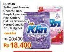 Promo Harga SO KLIN Softergent Cheerful Red, Korean Camellia, Purple Lavender, Rossy Pink, Soft Sakura 770 gr - Indomaret