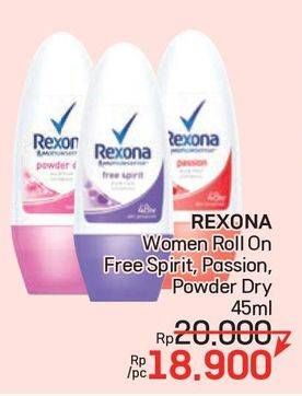 Promo Harga Rexona Deo Roll On Free Spirit, Passion, Powder Dry 45 ml - LotteMart
