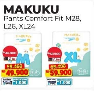 Promo Harga Makuku Comfort Fit Diapers Pants L26, M28 26 pcs - Alfamart