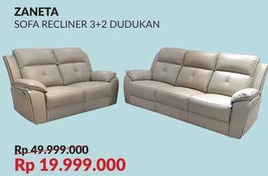 Promo Harga COURTS Zaneta Sofa Recliner 3+2 Dudukan Bahan PVC  - Courts