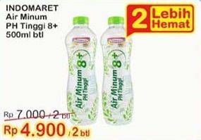 Promo Harga INDOMARET Air Minum pH 8+ per 2 botol 500 ml - Indomaret