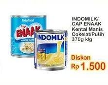 Promo Harga INDOMILK/ CAP ENAAK Kental Manis Cokelat/Putih 370 g  - Indomaret