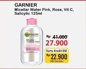 Promo Harga Garnier Micellar Water Pink, Rose, Vitamin C, Salicylic BHA 125 ml - Alfamart