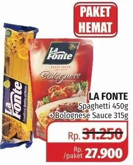 Promo Harga LA FONTE Spaghetti 450gr + Saus Pasta Bolognese 315 gr  - Lotte Grosir
