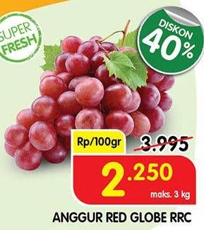 Promo Harga Anggur Red Globe RRC per 100 gr - Superindo