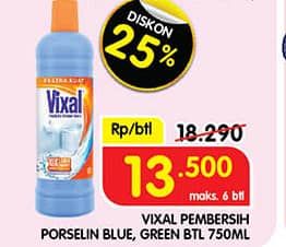 Promo Harga Vixal Pembersih Porselen Blue Extra Kuat, Green Kuat Harum 780 ml - Superindo