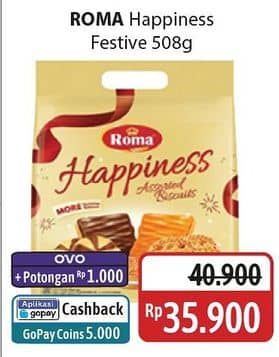 Promo Harga Roma Happiness Assorted Biscuits Festive 508 gr - Alfamidi