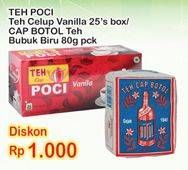 Promo Harga CAP POCI Teh Celup Vanilla 50s / CAP BOTOL Teh Bubuk Biru 80gr  - Indomaret