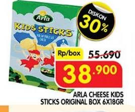 Promo Harga Arla Kids Sticks Cheese Original per 6 pcs 18 gr - Superindo