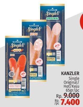 Promo Harga Kanzler Sosis Single Hot, Original, Keju 65 gr - LotteMart