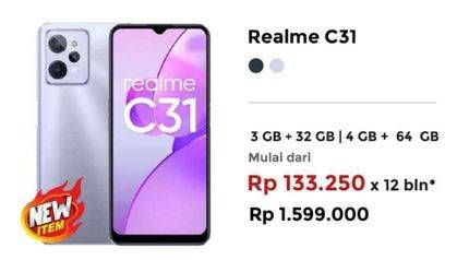 Promo Harga REALME C31 3 GB + 32 GB, 4 GB + 64 GB  - Erafone