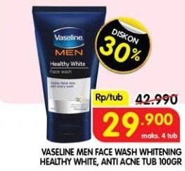Promo Harga Vaseline Men Face Wash Healthy White, Anti Acne 100 gr - Superindo