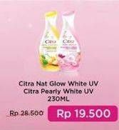 Promo Harga Citra Hand & Body Lotion Natural Glowing White UV Bengkoang Green Tea, Pearly White UV Korean Pearl Mulberry 230 ml - Indomaret