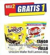Promo Harga TANGO Walut Bites Choco Banana 60 g/FULLO Unicorn Wafer Roll Lemon 80 g  - Hari Hari