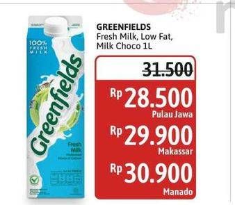 Promo Harga Greenfields Fresh Milk Choco Malt, Full Cream, Low Fat 1000 ml - Alfamidi