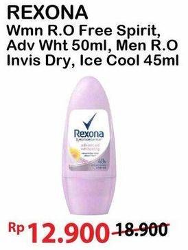 Promo Harga REXONA Women R.P Free Spirit, Adv Wht 50ml, Men R.O Invis Dry, Ice Cool 45ml  - Alfamart