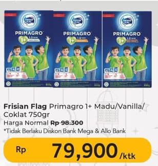 Promo Harga Frisian Flag Primagro 1+ Madu, Vanilla, Cokelat 800 gr - Carrefour