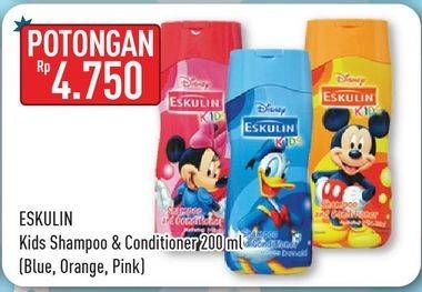 Promo Harga ESKULIN Kids Shampoo & Conditioner Blue, Orange, Pink 200 ml - Hypermart