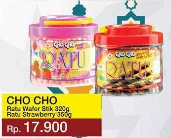 Promo Harga CHO CHO Wafer Stick Ratu Choco, Strawberry 320 gr - Yogya