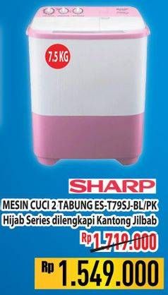 Promo Harga Sharp ES-T79SJ-BL/PK | Washing Machine Twin Tube 7.5kg  - Hypermart