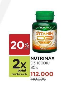 Promo Harga NUTRIMAX D3 1000 IU 60 pcs - Watsons