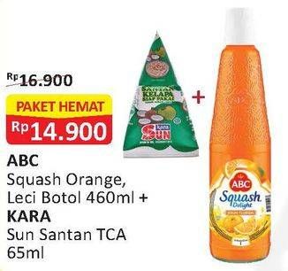 Promo Harga ABC Syrup Squash Orange/Lychee 460ml + SUN KARA Santa TCA 65ml  - Alfamart