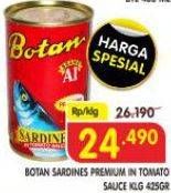 Promo Harga Botan Sardines Premium In Tomato Sauce 425 gr - Superindo