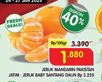 Promo Harga Jeruk Mandarin Pakistan Impor per 100 gr - Superindo