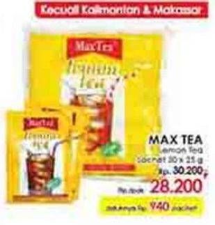 Promo Harga Max Tea Minuman Teh Bubuk Lemon Tea 30 pcs - LotteMart