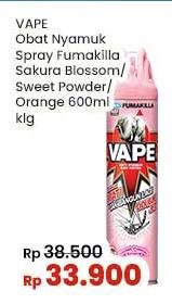 Promo Harga Fumakilla Vape Aerosol Sakura Blossom, Sweet Powder, Orange 600 ml - Indomaret