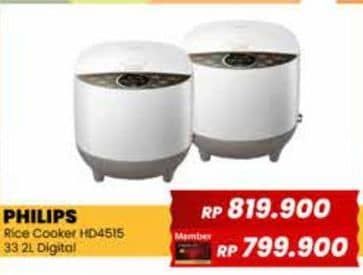 Promo Harga Philips HD4515 Fuzzy Logic Rice Cooker 33  - Yogya