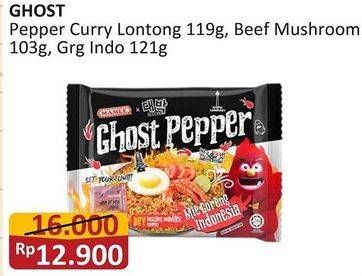 Promo Harga GHOST PEPPER Noodle Kari Lontong, Mie Goreng Indonesia, Daging Cendawan Pedas 103 gr - Alfamart