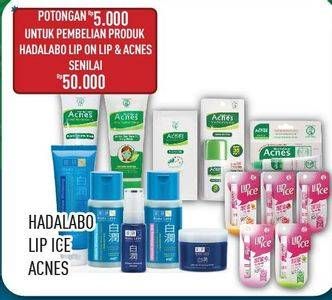 Promo Harga HADALABO Products/LIP ICE Products/ACNES Treatment Series  - Hypermart