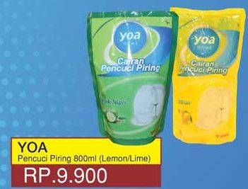 Promo Harga YOA Pencuci Piring Lime, Lemon 800 ml - Yogya