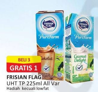 Promo Harga FRISIAN FLAG Susu UHT Purefarm All Variants 225 ml - Alfamart