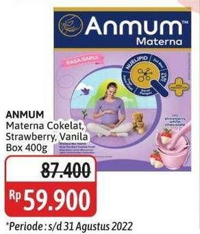 Promo Harga Anmum Materna Cokelat, Strawberry White Chocolate, Vanilla Delight 400 gr - Alfamidi