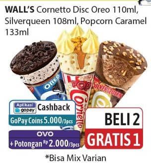 Promo Harga Walls Cornetto Oreo Cookies, PopCornetto, Silver Queen 108 ml - Alfamidi