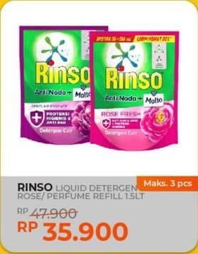 Promo Harga Rinso Liquid Detergent + Molto Pink Rose Fresh, + Molto Purple Perfume Essence 1500 ml - Yogya