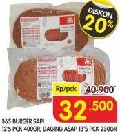 Promo Harga 365 Burger Sapi 12's 400 g, Daging Asap 13's 230 g  - Superindo