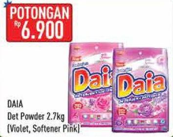 Promo Harga DAIA Deterjen Bubuk + Softener Pink, + Softener Violet 2700 gr - Hypermart