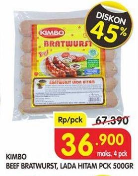 Promo Harga KIMBO Bratwurst Original, Lada Hitam 500 gr - Superindo