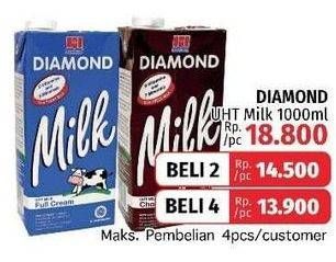 Promo Harga DIAMOND Milk UHT Chocolate, Full Cream 1000 ml - LotteMart
