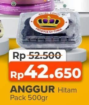 Anggur Hitam per 500 gr Diskon 18%, Harga Promo Rp42.650, Harga Normal Rp52.500, Tersedia di yogyaonline.co.id