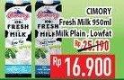 Promo Harga CIMORY Fresh Milk Plain, Low Fat 950 ml - Hypermart