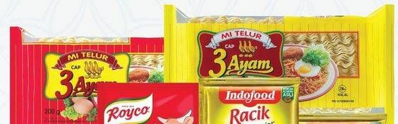 Promo Harga Cap 3 Ayam Mi Telur Merah, Kuning 200 gr - Hypermart