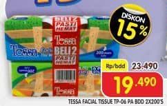 Tessa Facial Tissue 200 sheet Diskon 17%, Harga Promo Rp19.490, Harga Normal Rp23.490, TP-06 PA