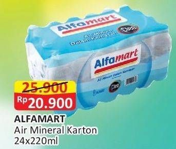 Promo Harga Alfamart Air Mineral per 24 botol 220 ml - Alfamart